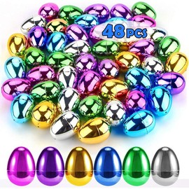 48 count Plastic Easter Eggs, 2.36" Easter Basket Stuffers for      Teens, Fillable Metallic Gold Easter Eggs - Color: 72 Pcs