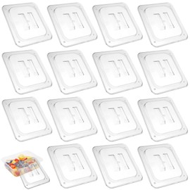 15 PCS Polycarbonate Food Pan Lids with Handle, 1/6 Size Clear Plastic Table Pan Lid, Clear Polycarbonate, Stackable, with Vent Holes, Ideal for Restaurant Commercial Food Container Storage