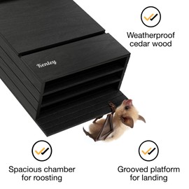 Kenley Bat House - Large Outdoor Bat Box Shelter with Triple Chamber - Handcrafted from Cedar Wood - Easy for Bats to Land and Roost - Weather Resistant & Ready to Install