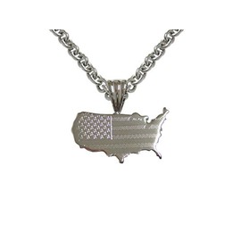 USA America Map Shape and Flag Design Pendant Necklace