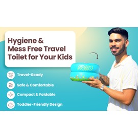 Noybo Travel Potty Seat for Toddlers - Inflatable Portable Toilet Kids Chair, Foldable Compact Lightweight Potty for Camping Road Trips, Outdoor Car Travel, Holds 66 lbs and 20 Durable Disposable Bags