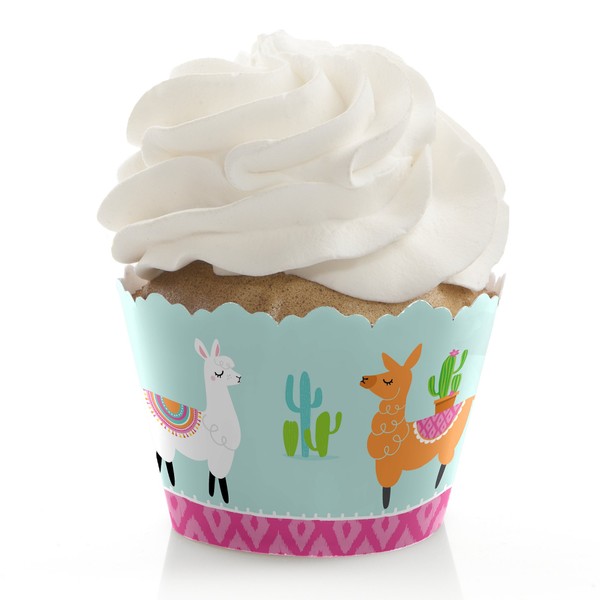 Whole Llama Fun - Llama Fiesta Baby Shower or Birthday Party Cupcake Decorations - Party Cupcake Wrappers - Set of 12
