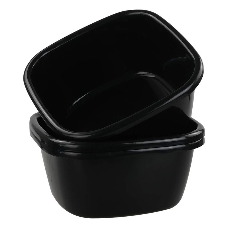 Dehouse 16 Quart Wash Basin, 3-Pack Black Plastic Dish Pan