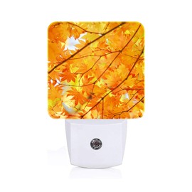 Autumn Maple Leaves Night Light ,Plug Into Wall with Dusk To Dawn Light Sensors, Warm Nightlights for Bedroom, Bathroom, Hallway, Kitchen, Gifts Ideal for Boys Girls Women Men