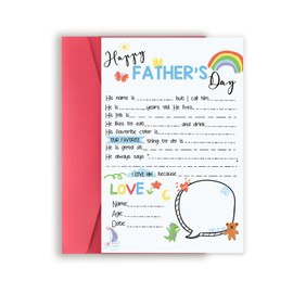 Zyulin Funny Fathers Day Cards Gifts for Dad, Fill in The Blanks on Father's Day Card from Daughter Son Kids, Best Dad Gifts Ideas