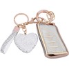 Meruns Compatible with Lexus key fob cover with Diamond Bling Keychain, Car accessories Key holder Shell Full Protection for 2018-2024 UX200 LS500 LS500H LC500 LC500h ES300h ES350,Gold Clear