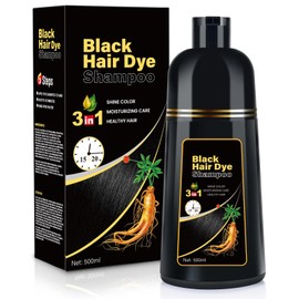 BOJICA- Champú 3 en 1 para cabello negro con tinte para cabello gris, ingredientes a base de hierbas para mujeres y hombres, tinte en minutossemi-P   