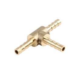 Brass T Piece Barbed 3 Way 6mm 8mm 10mm 12mm Fuel Hose Joiner Adapter Fitting (Brass, 4mm)