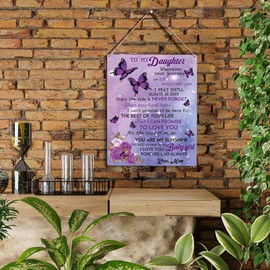 Inspirational Daughter Gift from Mom To My Daughter Wooden Hanging Sign Daughter Gifts Christmas Birthday Anniversary Wedding Gifts for Daughter Teenage Girls Female Room Decorations 8 x 10 Inches