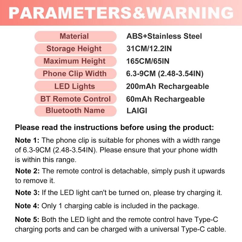 Multifunctional Selfie Stick, Retractable Phone Tripod with Lights, Selfie Stick