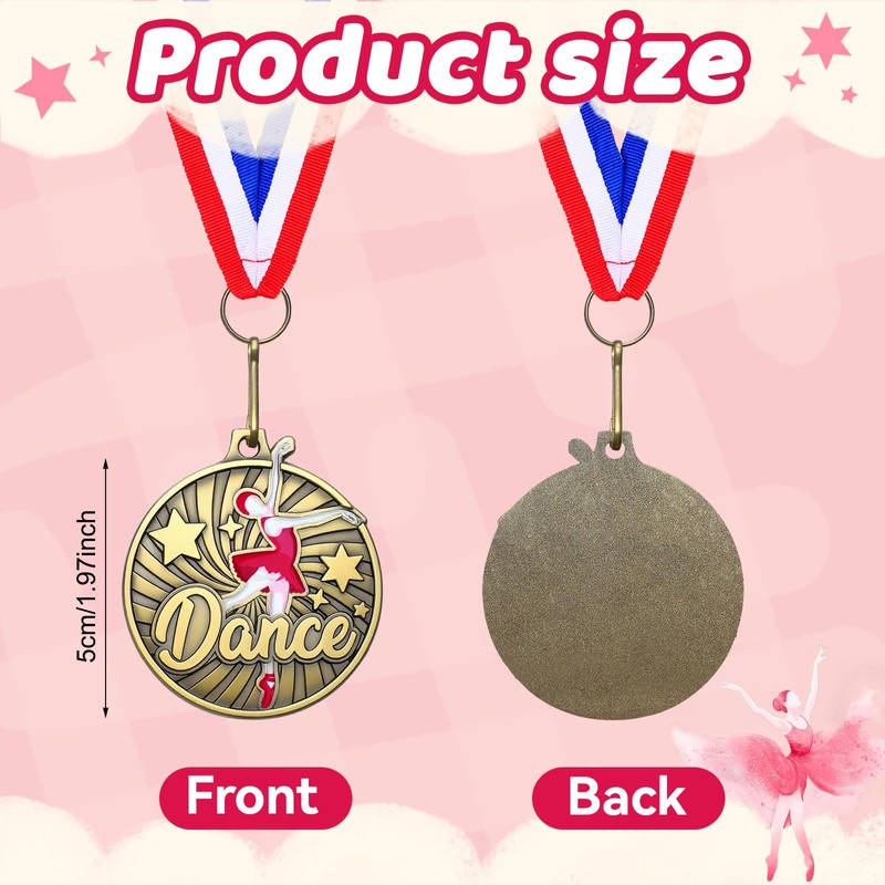 Remuuly 20Pcs Dance Medals Bulk 2" Pink Dance Star Award