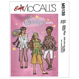 McCall's Patterns M5135 Girls'/Girls' Plus Tops, Gaucho, Pants and Head Scarf, Size Girl (7-8-10-12-14)