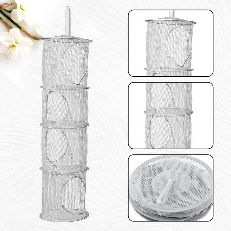Luckious Hanging Mesh Storage Bag, Collapsible Hanging Mesh Basket Foldable
