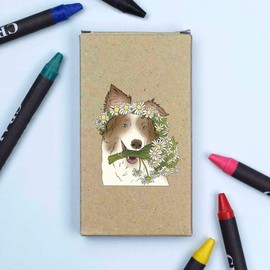 Azeeda 'Dog with Daisy Flowers' Coloured Crayon Set (CY00035556)