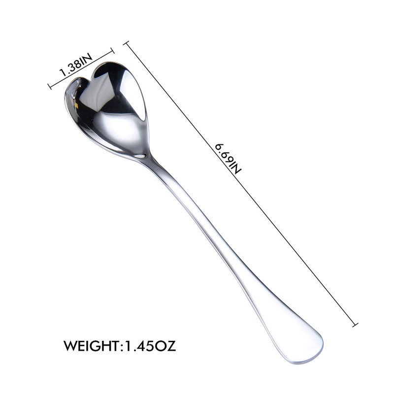 HISSF Heart Shaped Spoons, 18/10 Stainless Steel Spoon Set 4