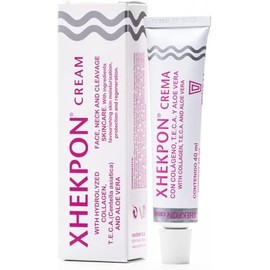 Xhekpon Crema Española para Rostro, Cuello y Escote con Colágeno Hidrolizado, Fórmula Hidratante de Uso Diario, Textura Ligera de Rápida Absorción, Tubo de 40 ml