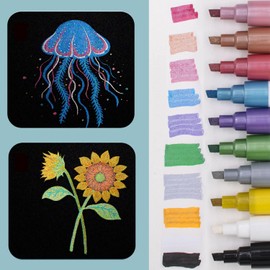 STATIONERY ISLAND Chalk Pens for Blackboards, Pack Of 10 Metallic Colors, Chalkboard Pens for Window and Glass, Wipeable Liquid Chalk Pens Washable (8 Metallic Colors & 1 White & 1 Black)