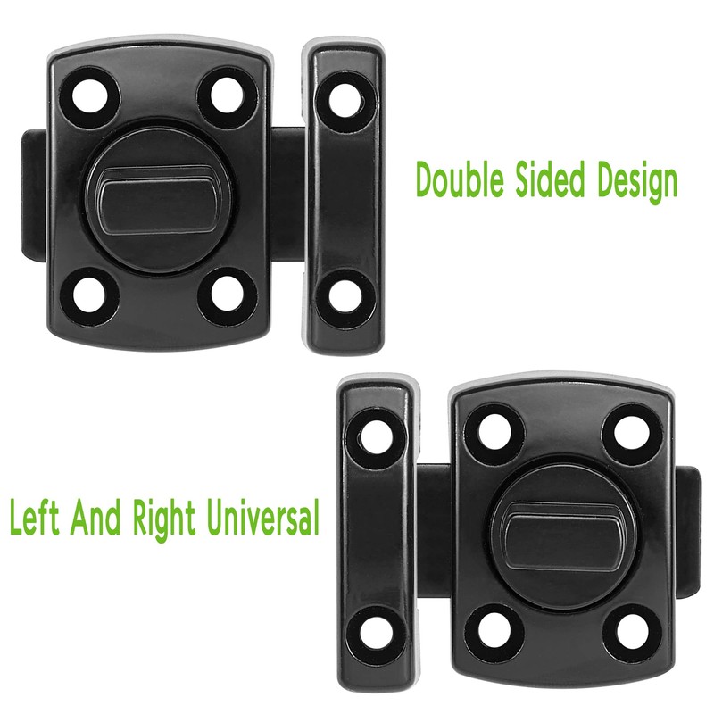 INIRET 3 Packs Black Rotating Bolt Latch,Enhanced Security for Doors,