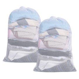 Niuoppy 2Pcs Mesh Laundry Bags, 60x90cm Large Laundry Bag Net, Laundry Bags for Washing Machine, Washing Bags for Delicates, Laundry Net Bags with Drawstring (White)
