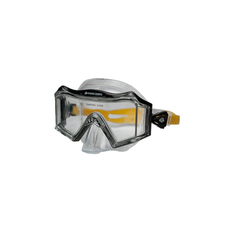Hawaii Divers Tri View Adult Snorkel Dive Mask, Black/Yellow, One