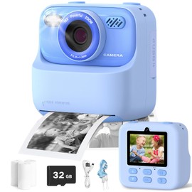 ZONEY Instant Print Camera for Kids, Christmas Birthday Gifts Girls Boys Age 3-12, HD Digital Video Cameras Toddler, Portable Toy for 3 4 5 6 7 8 9 10 Year Old Boy Girl Children (Blue)