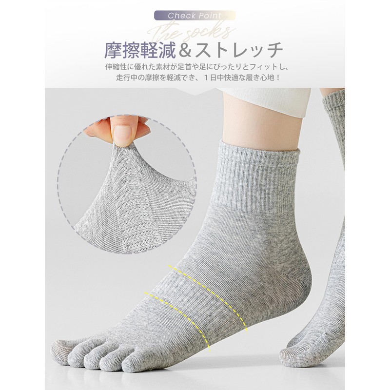 SLEEPSINERO Women's Five Toe Socks, Ankle Socks, Set of 5