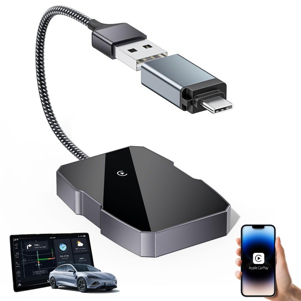 SenDeluz Wireless Carplay Adapter, Converts Wired to Wireless Carplay Dongle for Wireless Control Plug & Play Apple Carplay Wireless Adapter Fast & Easy Use Fit for Car from 2015 & Apple iOS 10+