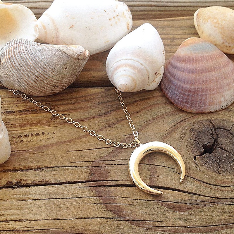 Double Horn Necklace,Gold Horn necklace,Moon Necklace,Crescent Moon,Boho Necklace
