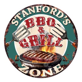 STANFORD’S BBQ and Grill Zone Rustic Shabby Vintage style Retro Kitchen Bar Pub Coffee Shop man cave Garage Decor Gift Ideas