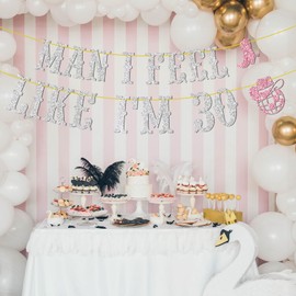 Embhhor Man I Feel Like 30 Banner, Western Cowgirl 30th Biithday Hanging Sign, Glittery Women Happy 30th Birthday Party Decorations Backdrop