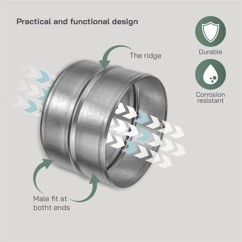 Vent Systems 8'' Inch Galvanized Steel Duct Connector - Round