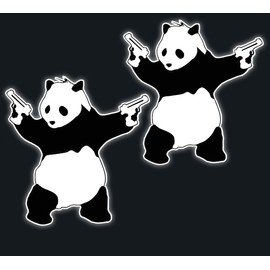 Banksy Bad Panda with Guns Vinyl Decal – Gangster Panda for Bumper Sticker Car, Bike, Laptop, Window Door, Pack of 2 (Design 2)