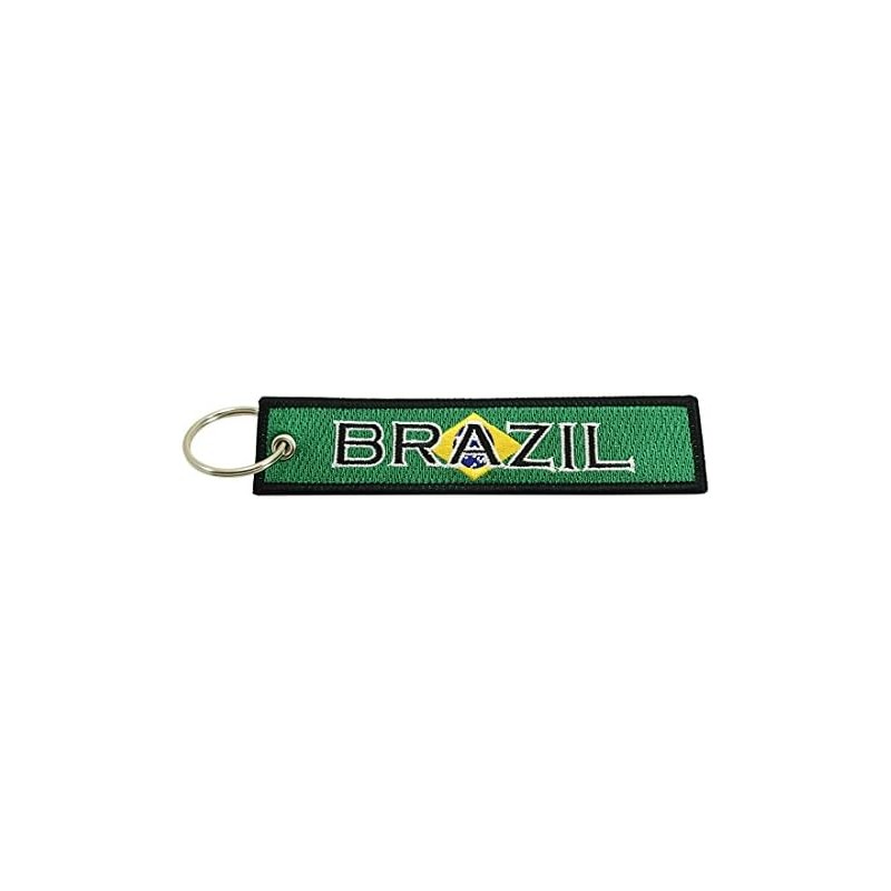 Llavero con bandera de Brasil, 100% bordado