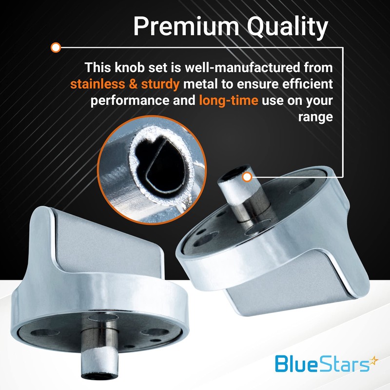BlueStars 5-Pack W10594481 W10766544 Gas Range Stove Knobs - Compatible