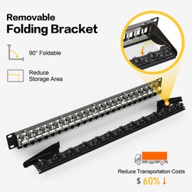 PBAEGAV Patch Panel 24 Port with 24 Pcs Cat6A Keystone Jack STP 10G Support with Removable Back Bar 1U Network Patch Panel 19 Inch for Cat6,Cat5e,Cat5 (CAT6A, 1U24Port)