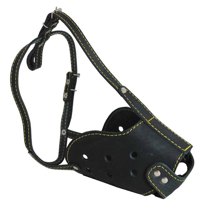 Real Leather Cage Basket Secure Dog Muzzle - German Shepherd,