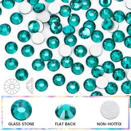 Novani Rhinestones 288pcs Glass Rhinestones Crystal Flatback Gemstones for Crafts Nails Makeup Bags and Shoes Decoration（SS30, Green Zircon）