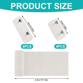 8 Stück Elastischer Verband, XPJBKC Elastische Bandage mit 2 Clips, 7.5/10cm*4.5m Elastische Binde Fixierbinde Gedehnt Luftdurchlässig, Rolle Kompressionsbinden Sportbinde für Knöchel Handgelenke Knie