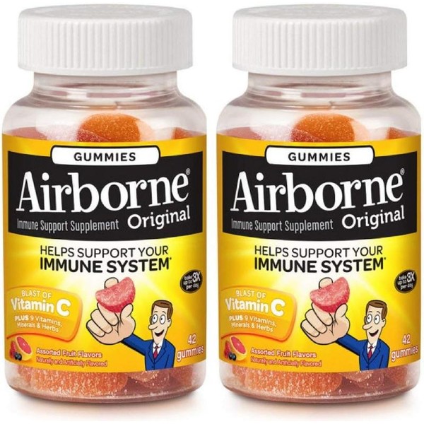 Airborne Assorted Fruit Flavored Gummies,1000mg of Vitamin C and Minerals