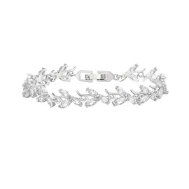 EVER FAITH Wedding Tennis Bracelet for Bride Bridesmaid, White Gold Plated Marquise Cubic Zirconia Elegant Bridal Prom Lightweight Bracelets for Women