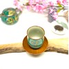 Kutani [Tea Cup] Large Green Cherry Blossom Heart Back Painting