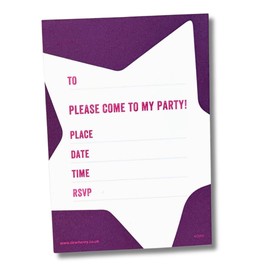 WRAPT 10 PINK KIDS BIRTHDAY INVITATIONS, Girls Party Invitations, Fill in the Name in the Star Birthday Party Invites Cards with Yellow Envelopes, 10 pack set