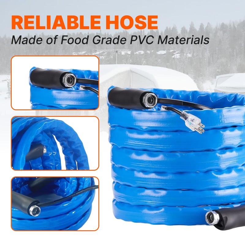 JAMESVAN Heated Water Hose for RV, 25 FT, 5/8" ID,