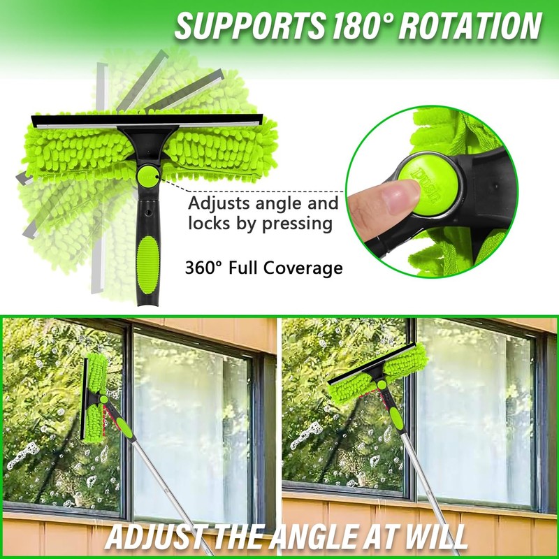 RIZENCE 4.5M/14.7ft Window Cleaning Squeegee Tools, 3-in-1 Window Washing Kit