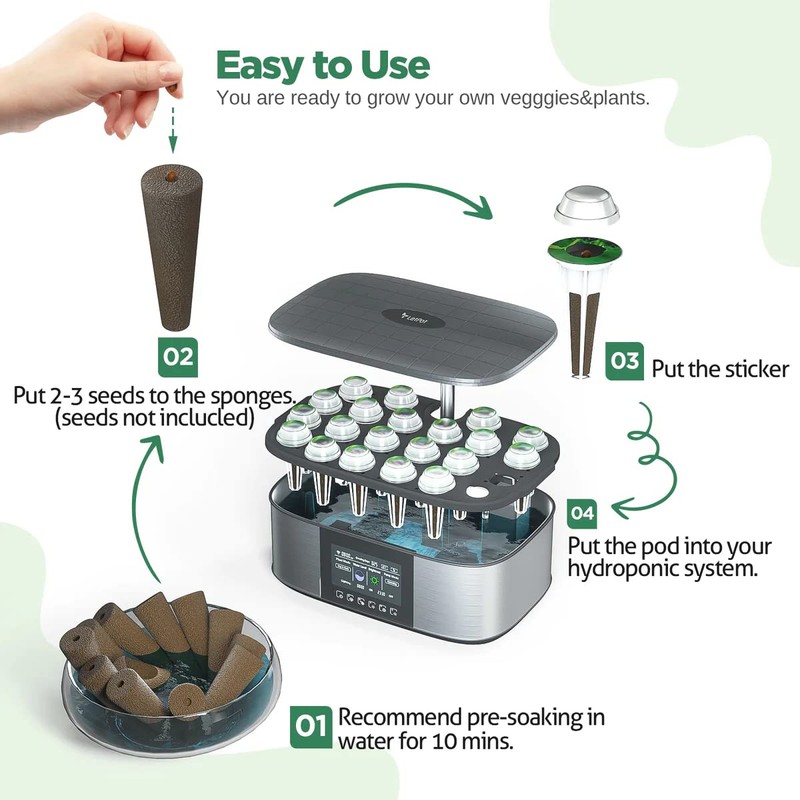 LetPot 172 Pcs Seed Pod Kits, Hydroponics Growing Sponges, Grow