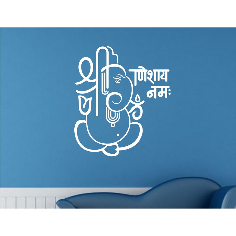 Lord Ganesha White Large Wall Sticker Size(59 67) cm