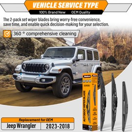 AUTOBOO 16+16+12 Replacement for Jeep Wrangler Windshield Wiper Blades 2018-2021 2022 2023 -Original Factory Quality (Pack of 3)