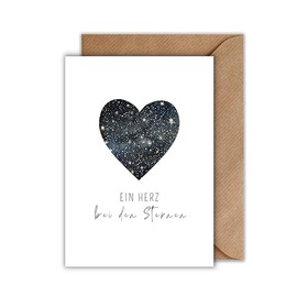 WBdesignz Sternenkind Card with Envelope - Starry Sky Heart Your Heart at the Stars Sympathy Card Condolence Card (DIN A6)