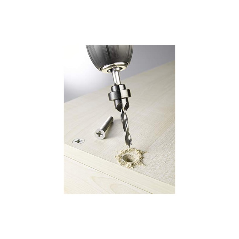 kwb Spiral Wood Drill Bit Set with Countersink and Depth