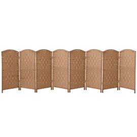 Red Lantern 3 ft. Short Diamond Weave Fiber Folding Screen - Natural - 8 Panel